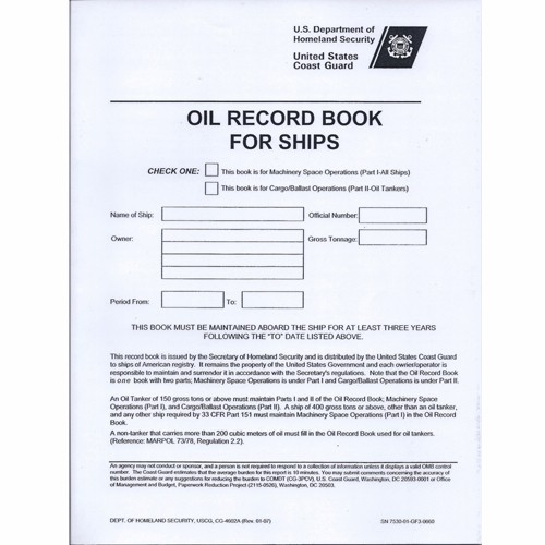 Oil Record Book for Ships